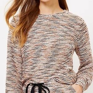 LOFT Boucle Soft Sweatshirt Multicolor/ Doe Brown Knit Soft Pullover Sweater Med